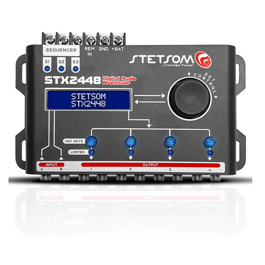 Processador de Áudio Digital Equalizador CROSSOVER Automotivo Stetsom 2 Entradas 4 Saidas STX2448